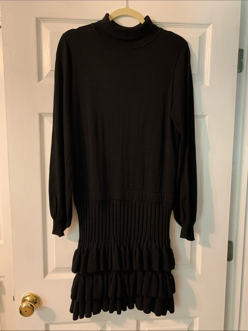BTFL-Life Black Long-Sleeve Ruffle Tier Sweater Dress
